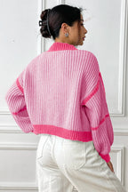Contrast Open Front Long Sleeve Cardigan (10)
