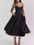 Sweetheart Neck A-line Midi Dress