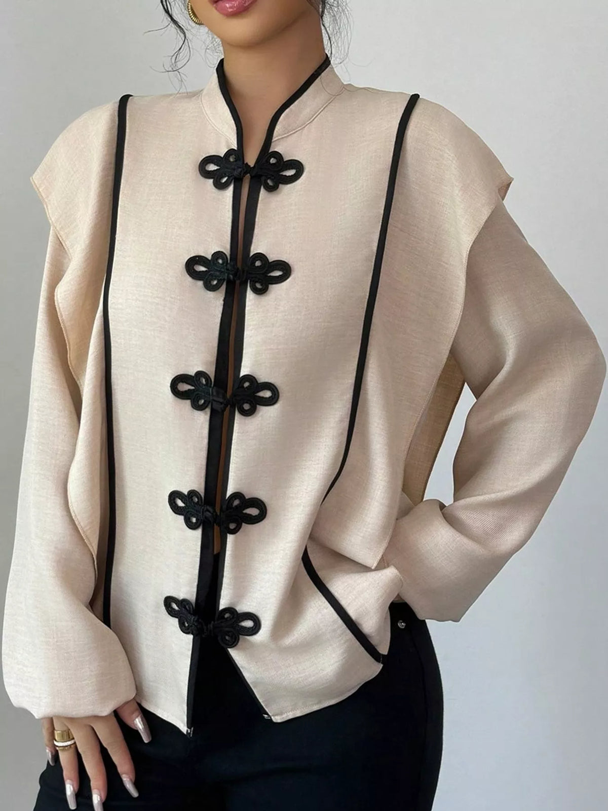 Chinese-style Mandarin Collar Blouse (3)