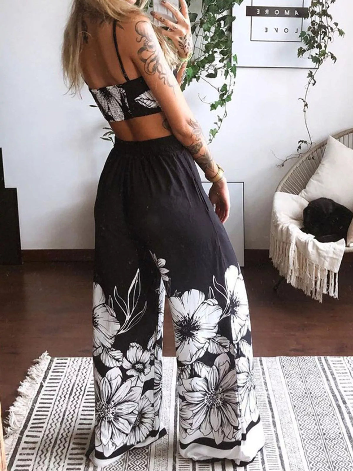 Boho Butterfly Print Top Pants Set (9)