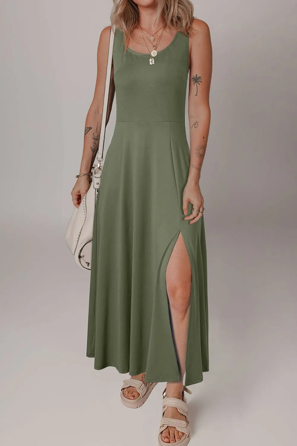 Side Slit Scoop Neck Wide Strap Dress (13)