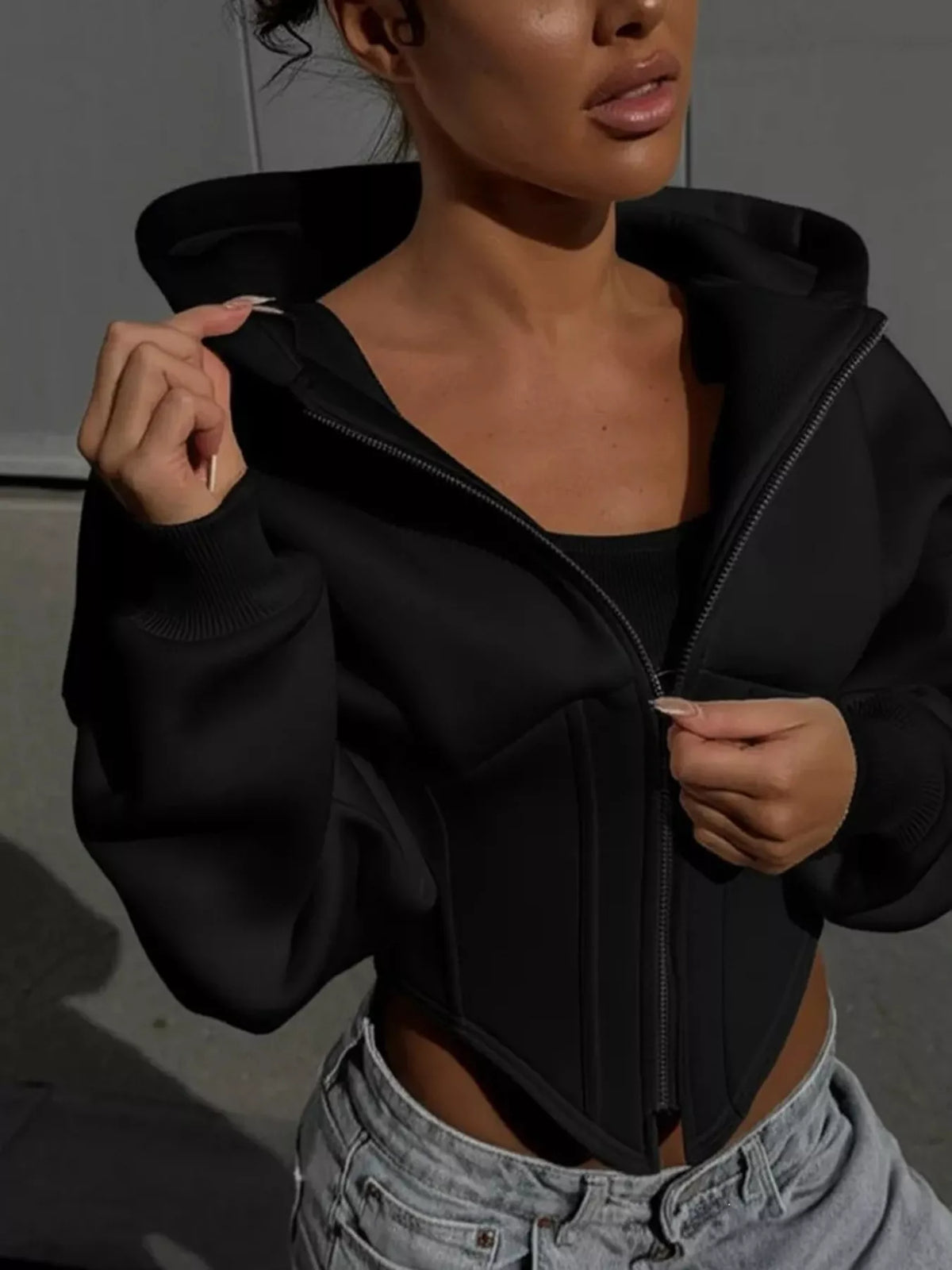 Zip-up Cropped Hoodie (8)