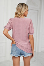 Eyelet Puff Sleeve Round Neck Top (6)