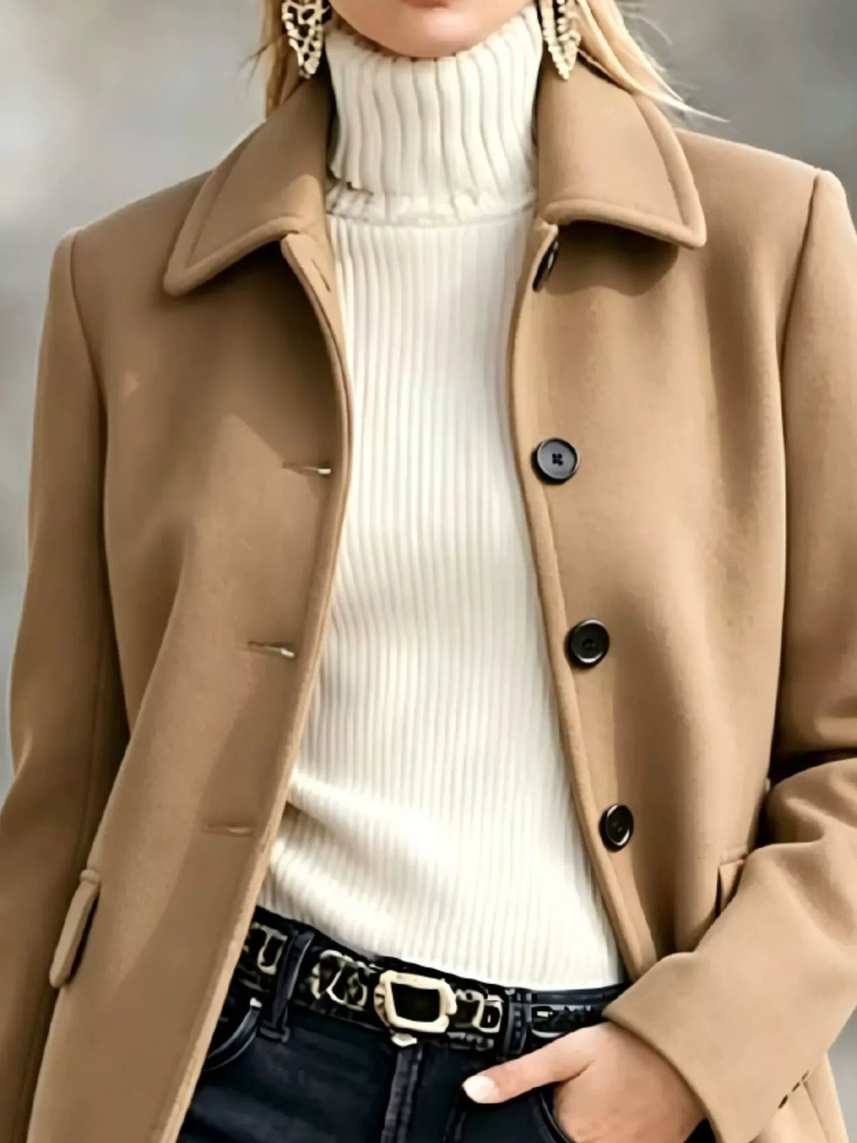 Button Up Collared Neck Coat (2)