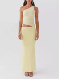 Full Size One-shoulder Top Maxi Skirt Set Plus