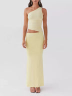 Full Size One-shoulder Top Maxi Skirt Set Plus