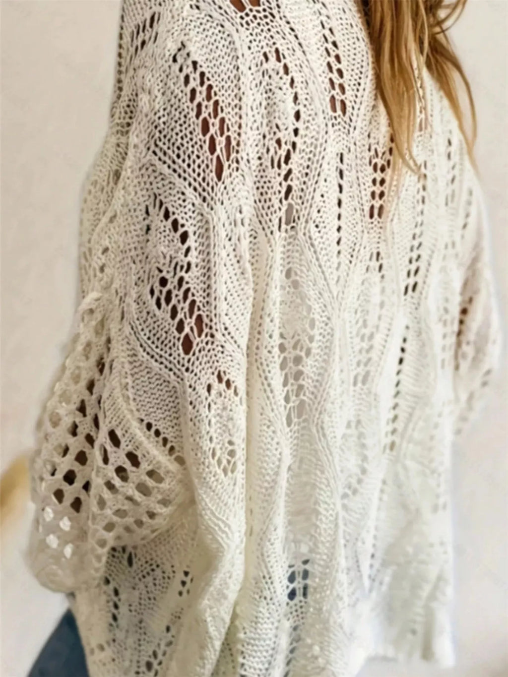 Boat Neck Crochet Knit Cover Up (3)