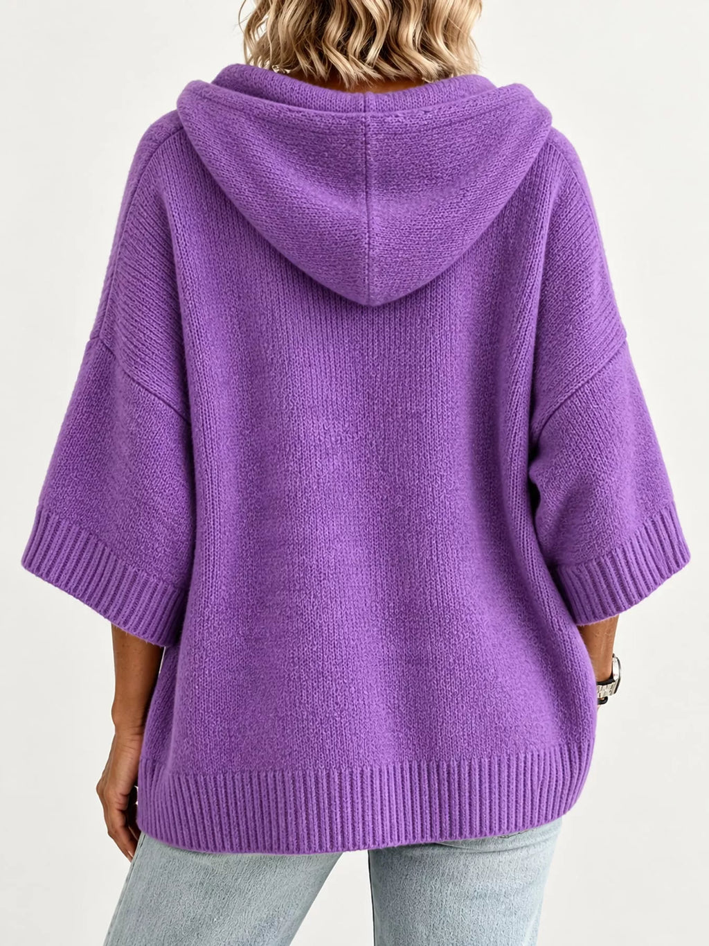 Full Size Hooded Open-front Knit Cardigan Plus (13)