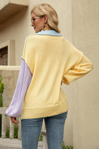 Block Round Neck Dropped Shoulder Sweater (9)