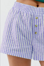 Striped Elastic Waist Shorts (20)