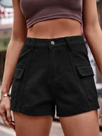 High Waist Denim Shorts Pockets