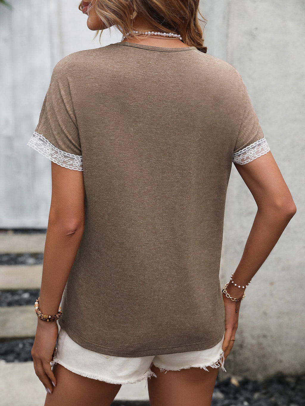 Contrast Round Neck Short Sleeve Tee (15)