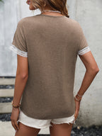 Contrast Round Neck Short Sleeve Tee (15)