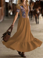 Printed Button-front Maxi Dress (4)