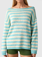 Casual Striped Boat Neck Sweater (3)