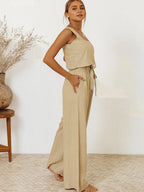 Square Neck Sleeveless Top Pants Set (3)