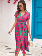 Surplice Short Sleeve Midi Dress (14)