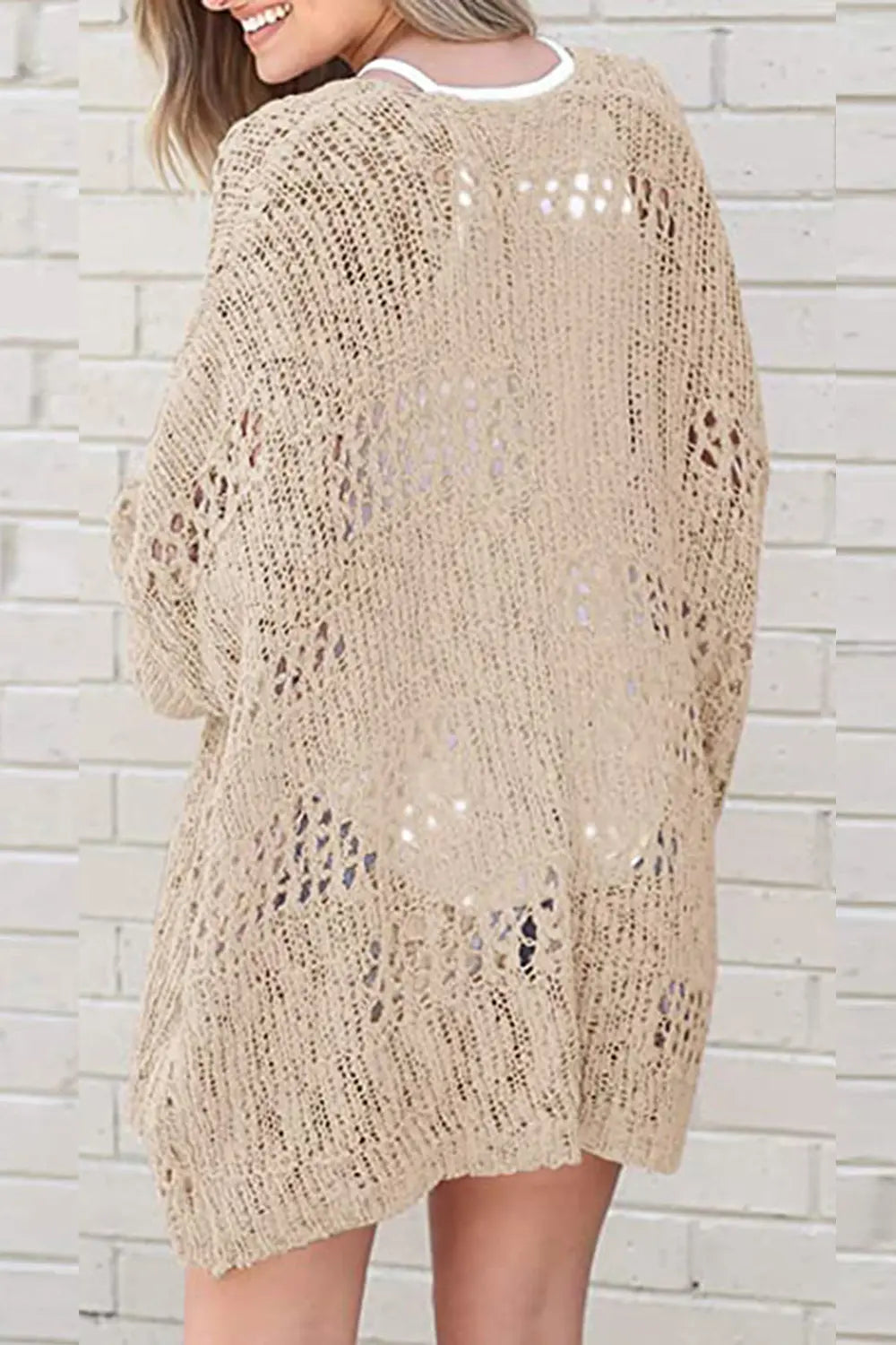 Openwork Open Front Long Sleeve Cardigan (27)