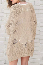 Openwork Open Front Long Sleeve Cardigan (27)