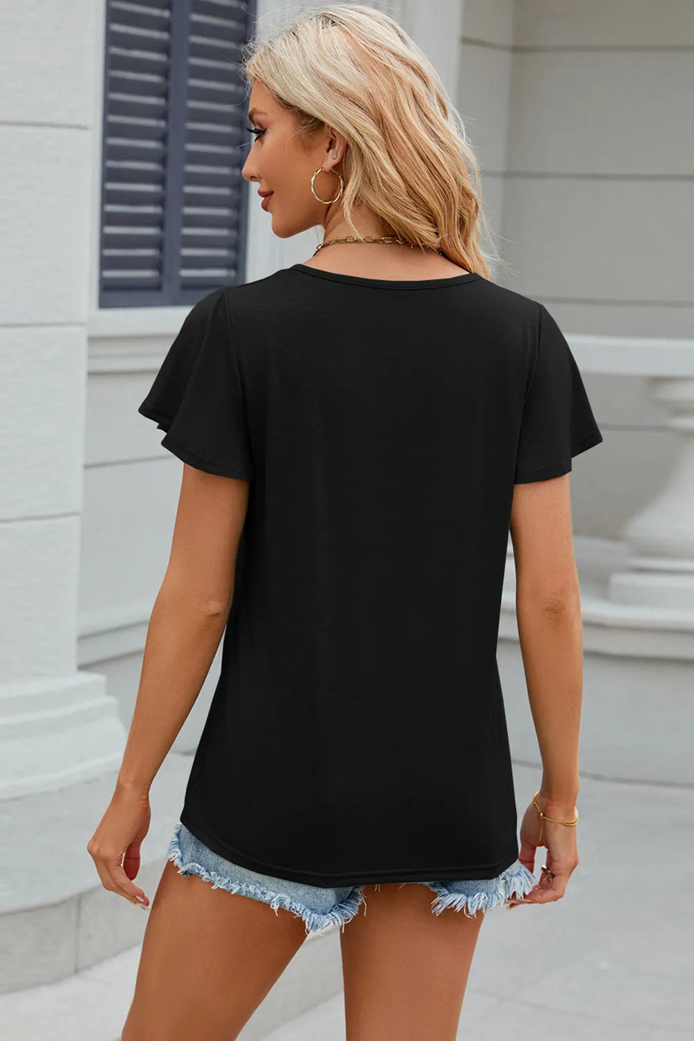 V-neck Short Sleeve T-shirt (2)
