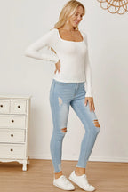 Square Neck Long Sleeve T-shirt (5)