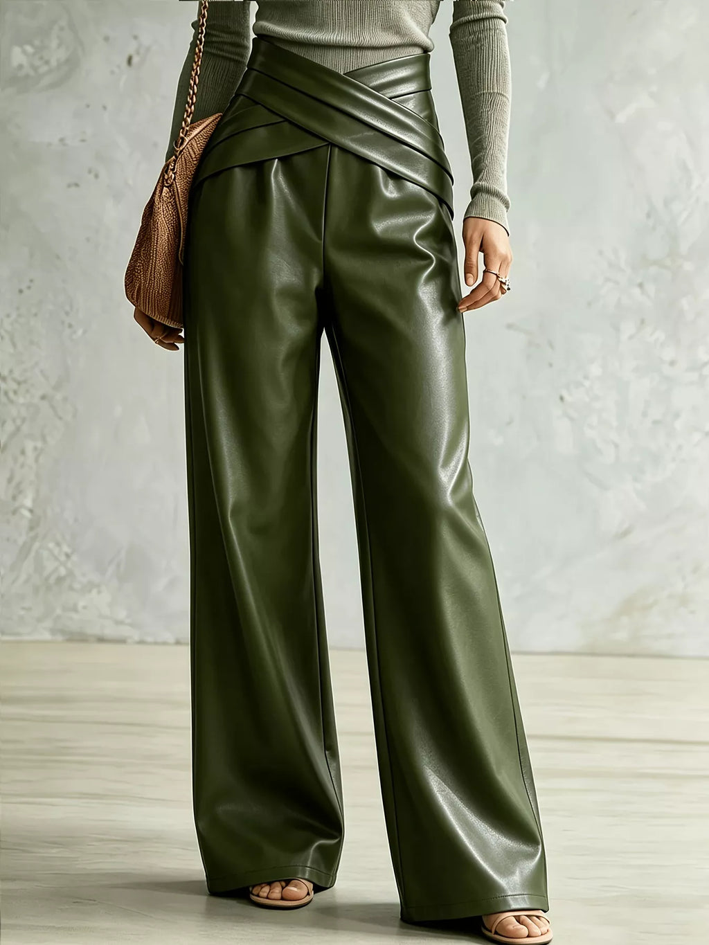 Criss-cross Wide Leg Pants