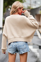Round Neck Drop Shoulder Long Sleeve Sweater (30)