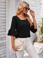 Ruffled Suqare Neck Half Sleeve Blouse (8)
