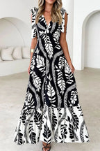 Printed V-neck Tie Shoulder Midi Cami Dress (10)