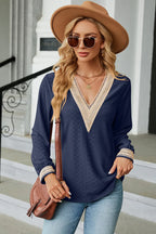 V-neck Long Sleeve T-shirt (5)