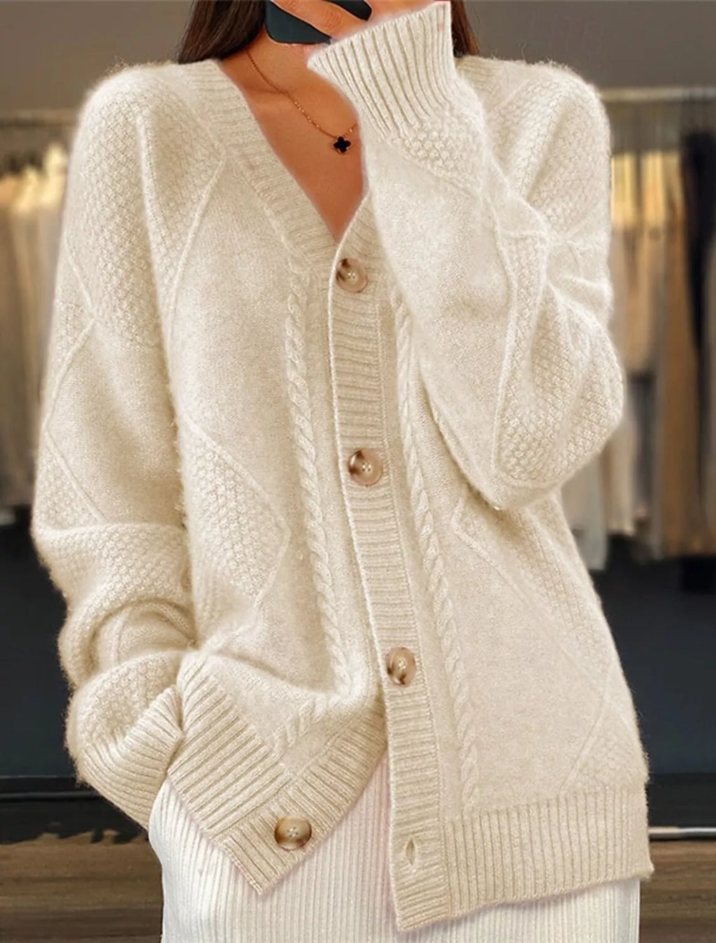 Full Size Textured Knit Button-down Cardigan Plus