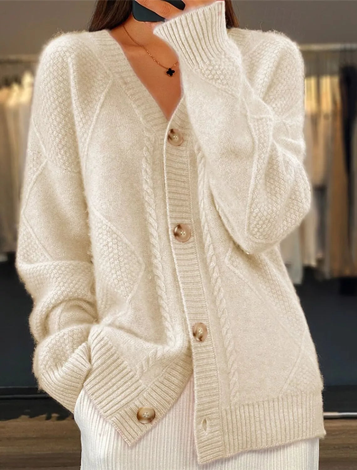 Full Size Textured Knit Button-down Cardigan Plus