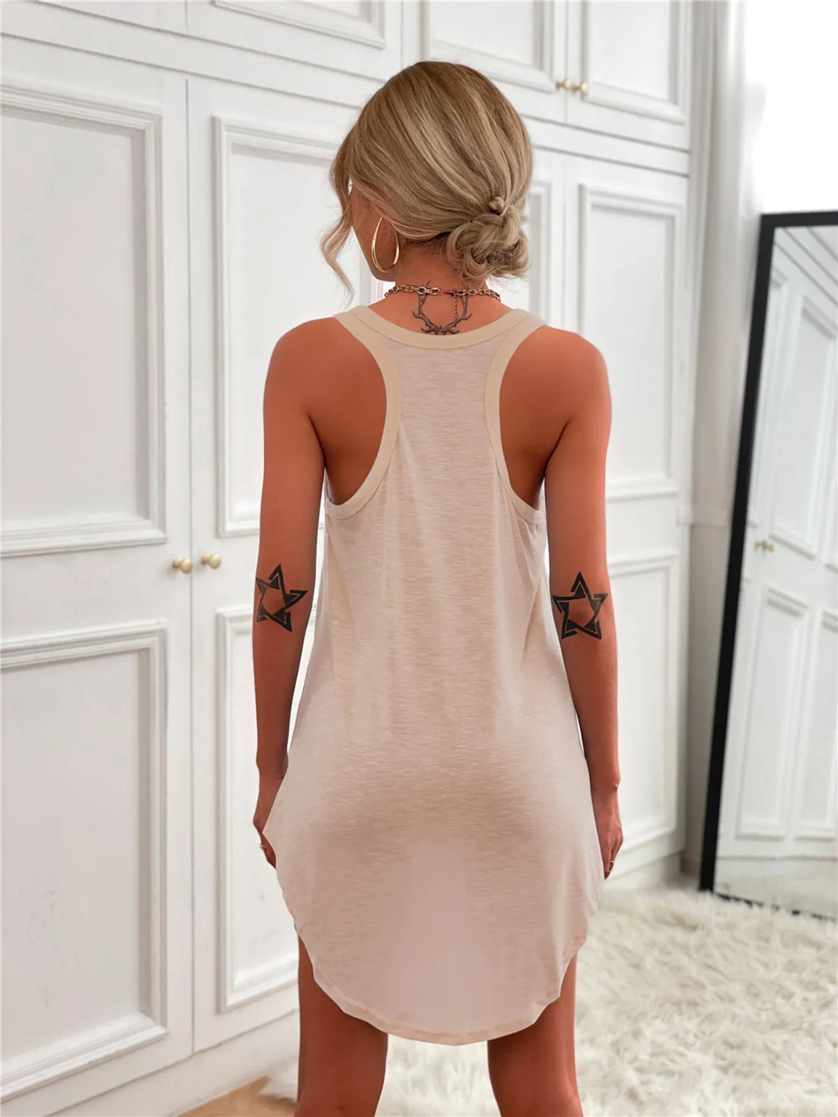 Casual Tank Mini Dress Curved Hem (45)