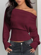 One Shoulder Cropped Sweater (11)