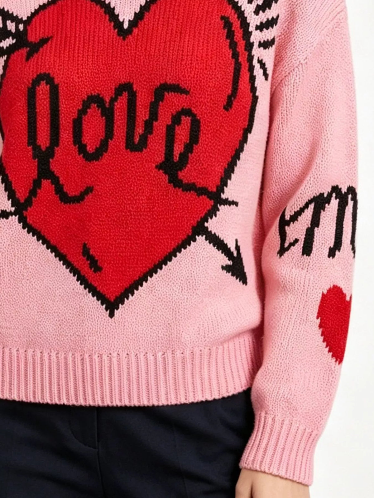 Heart Round Neck Ribbed Sweater (12)
