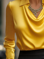 Satin Collar Long Sleeve Blouse (12)