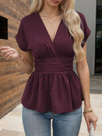 Surplice Short Sleeve Blouse (17)