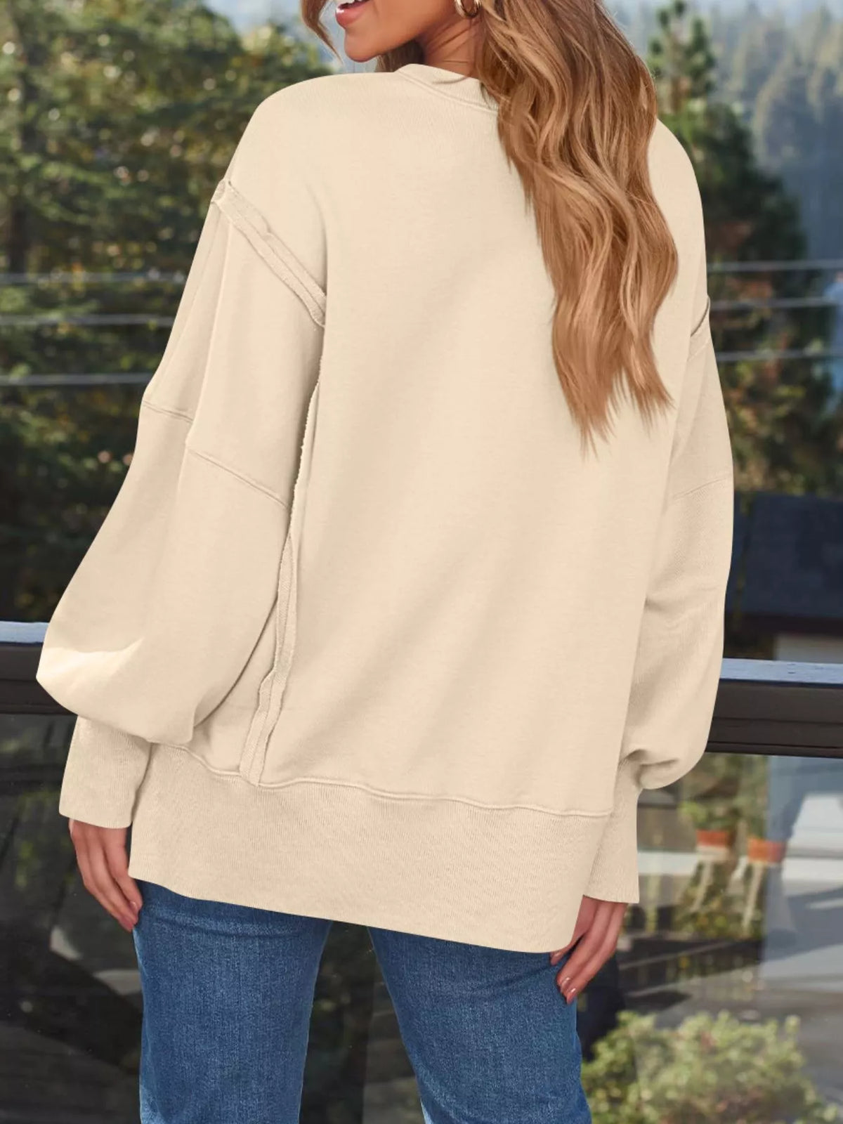Side Slit Long Sleeve Oversized Sweatshirt (16)