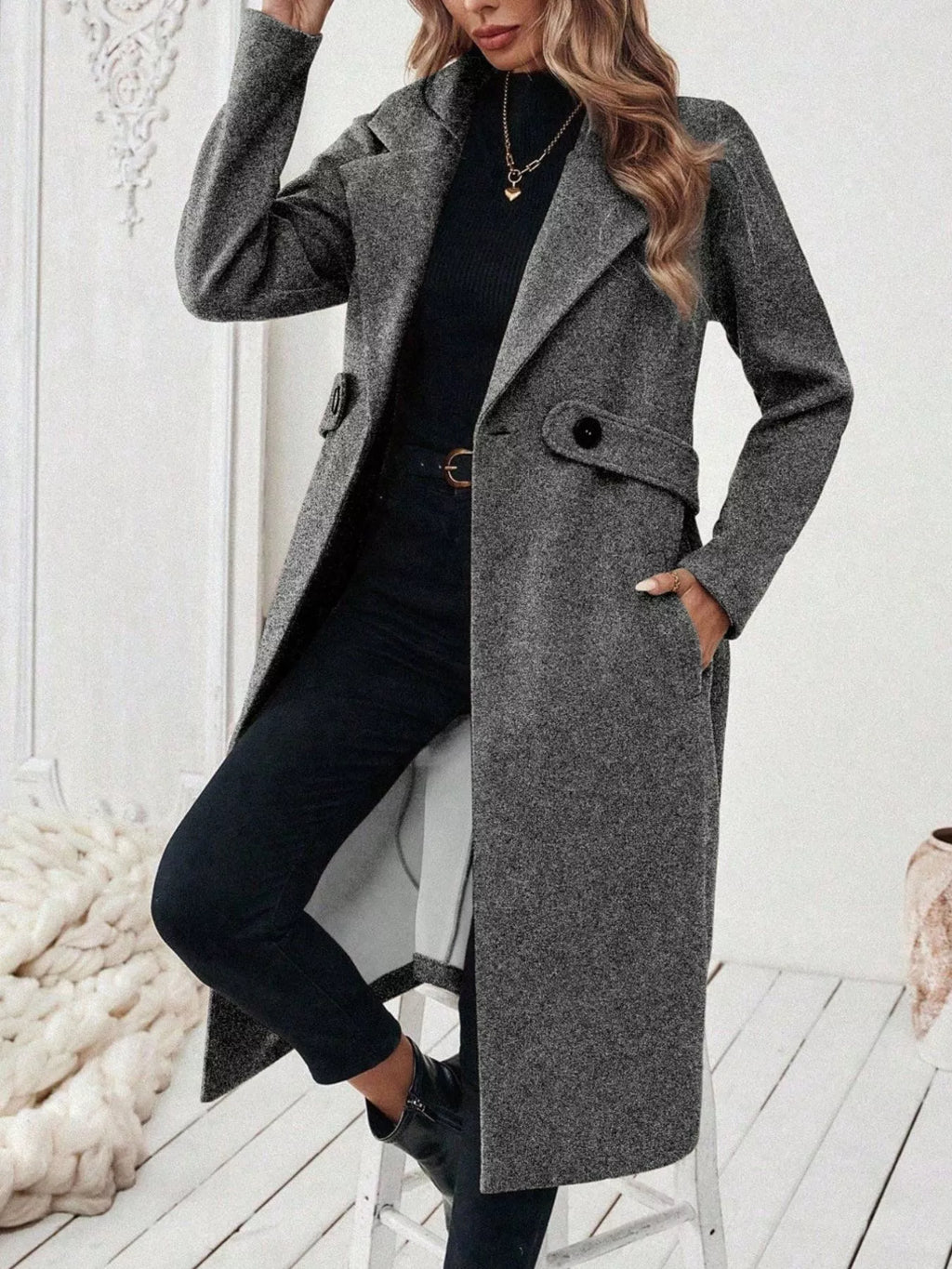 Lapel Collar Longline Coat (12)