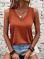 V-neck Ribbed Trim Tank
