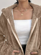 Drawstring Fleece Zip-up Outerwear (9)