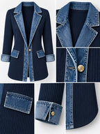Full Size Denim Trim Ribbed Knit Cardigan Plus (31)