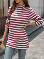 Striped Turtleneck Long Sleeve Knit Top (17)