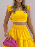 Crop Top Tiered Maxi Skirt Set (9)