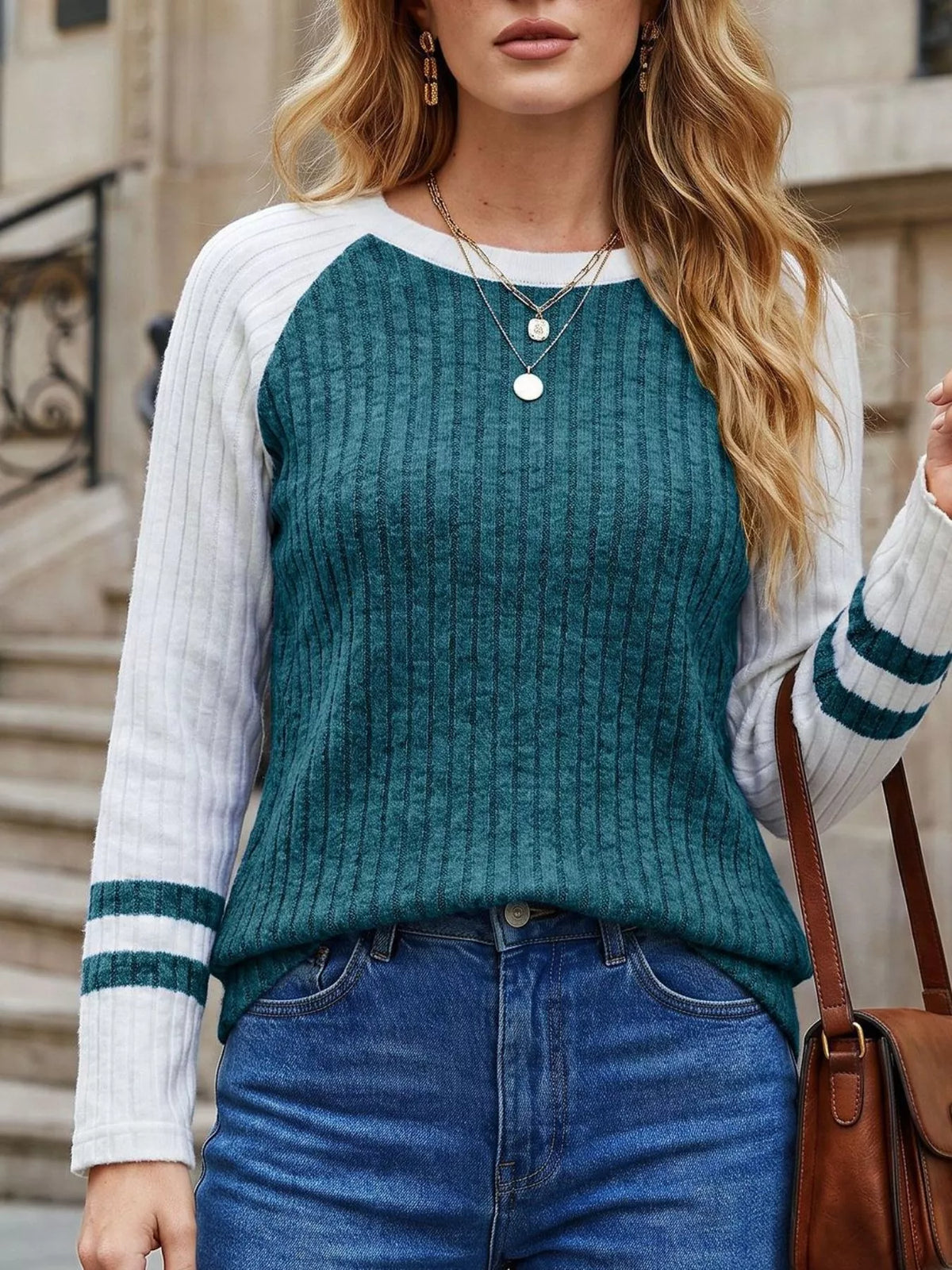 Ribbed Raglan Sleeve T-shirt (13)