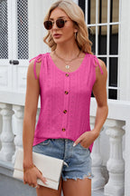 Eyelet Round Neck Wide Strap Tank (11)