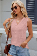 Eyelet V-neck Wide Strap Tank (31)