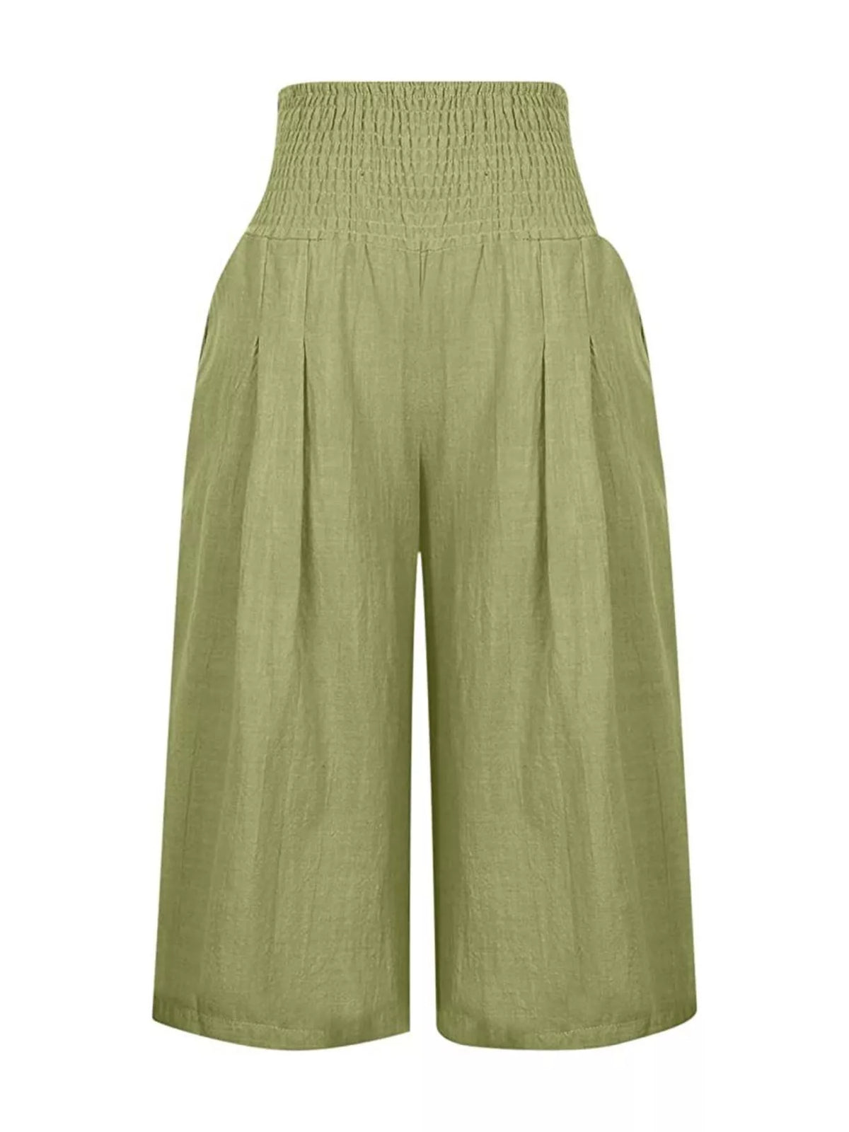 Smocked Wide-leg Capri Pants (20)