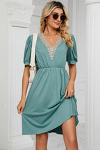 V-neck Puff Sleeve Dress (15)