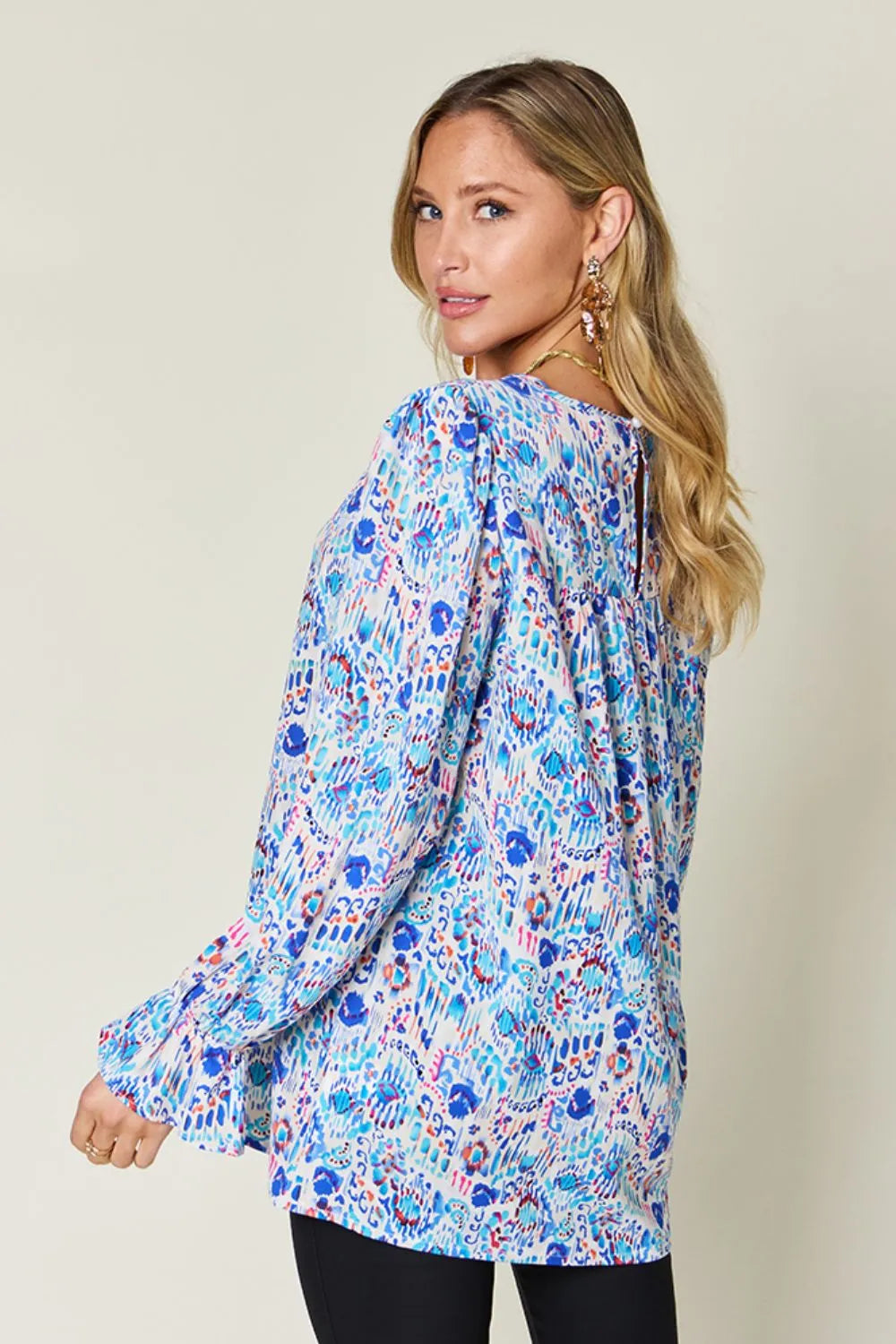 Full Size Printed Flounce Sleeve Blouse (3)